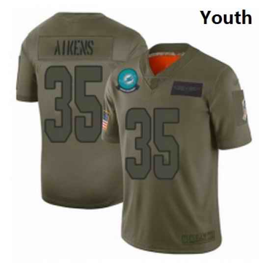 Youth Miami Dolphins 35 Walt Aikens Limited Camo 2019 Salute to Service Football Jersey